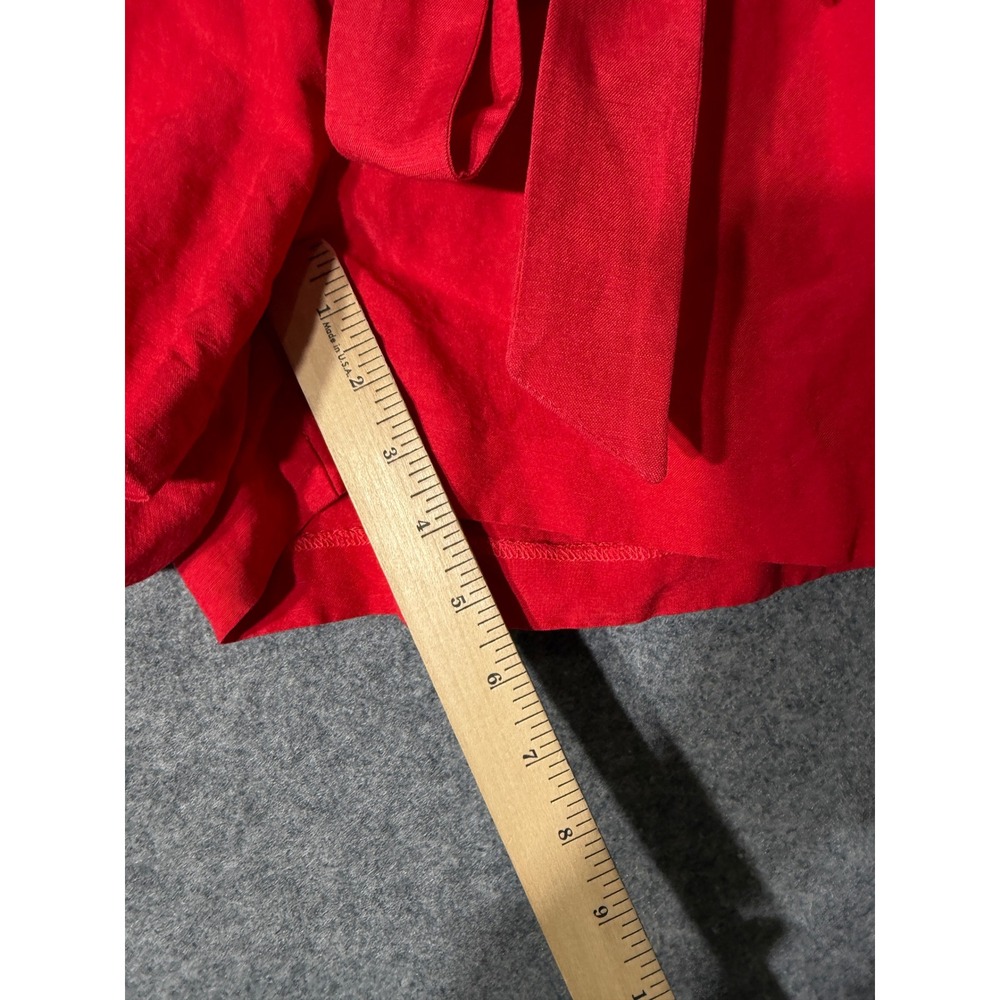 Ann Taylor Red Linen Blend High Waisted Paperbag Tie Belt Shorts Womens Size 2 - Picture 5 of 8